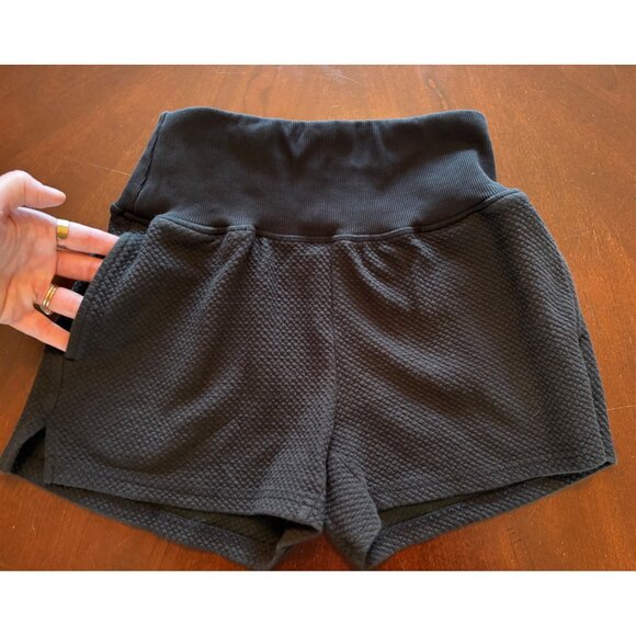 Born Primitive Cloud Shorts Black Waffle Knit High-Rise Athleisure Size Medium - Picture 3 of 8